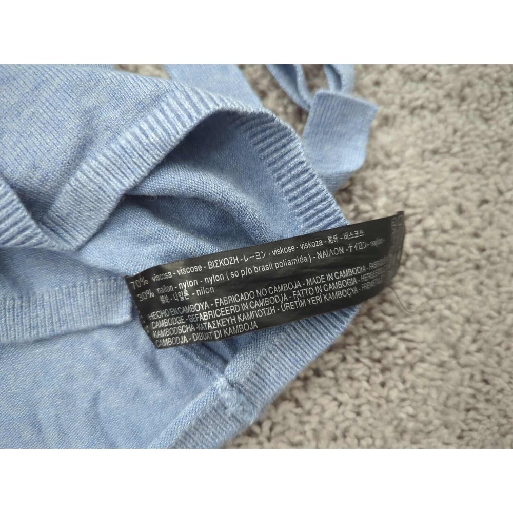 Zara Knit Cardigan Womens Small Open Front Blue Long Sleeve Shawl Collar - Picture 6 of 8